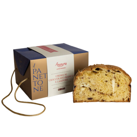 White chocolate Cream and raspberries <br< Artisan Panettone