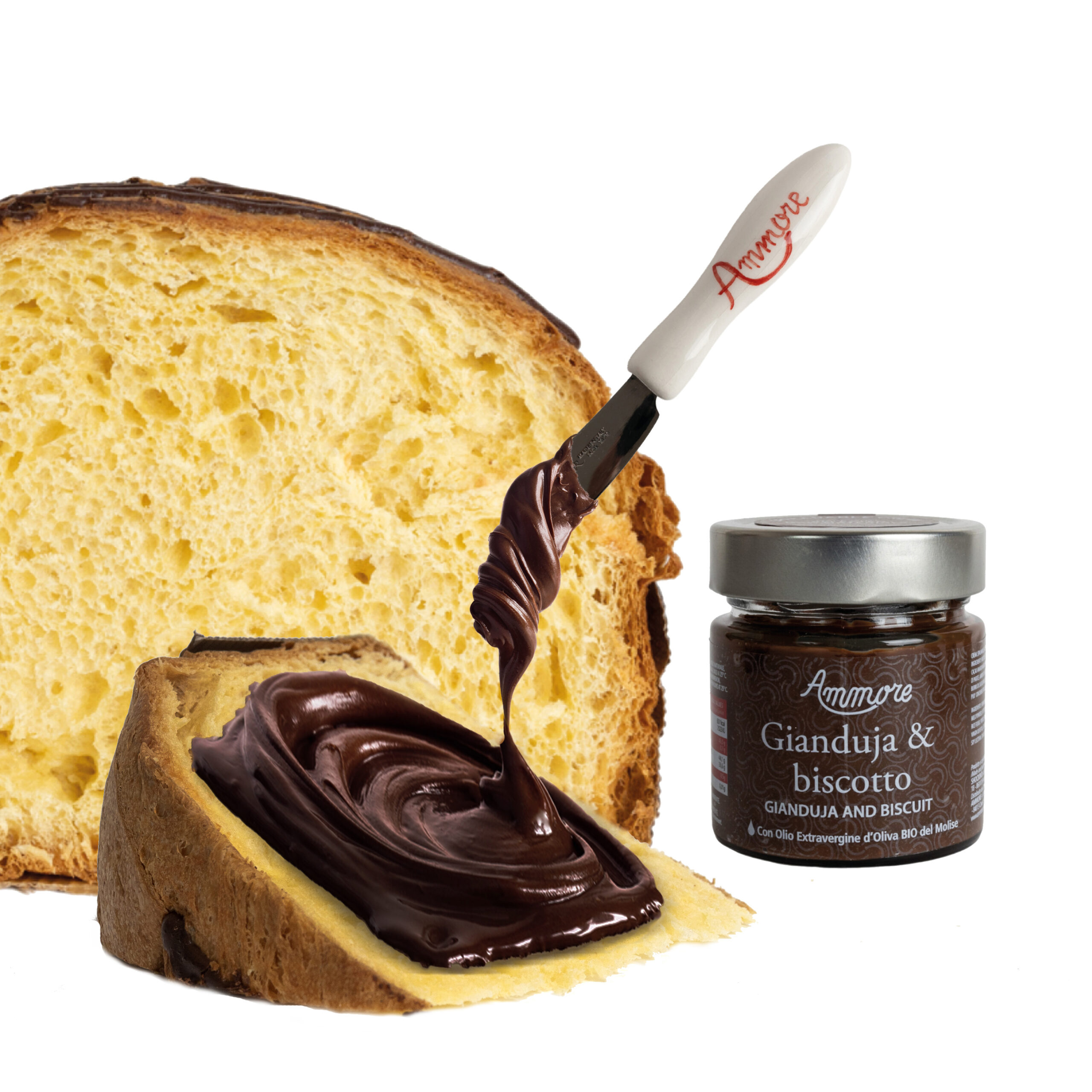 Panettone artigianale <br> Pandorato con Crema Gianduia e biscotto